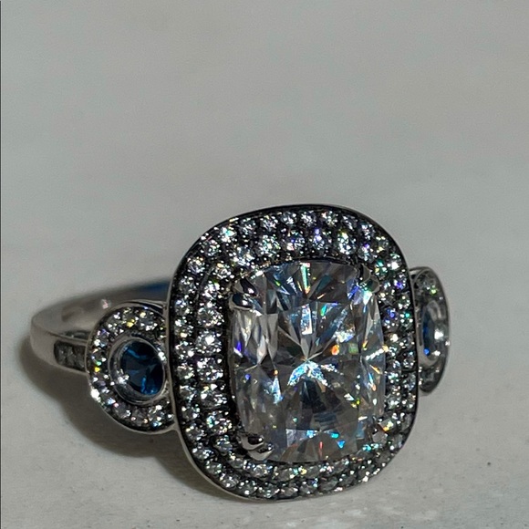 Platinum Antique Style 3ct Crushed Ice Cushion Moi - Picture 6 of 10